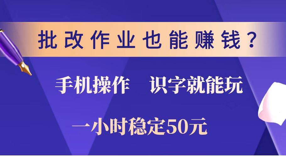 改改作业就能赚钱？零门槛手机小项目，认字就能干！一小时稳赚50块！-安索博客网