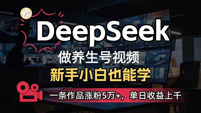 小白也能玩转DeepSeek做养生号，一条视频涨粉5万+，一天赚上千-安索博客网