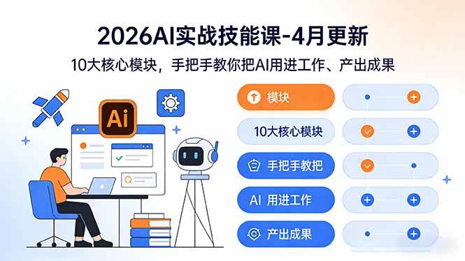 2026AI实战技能课（4月更新版）：10个硬核模块，手把手教你用AI搞定工作、出成果-安索博客网
