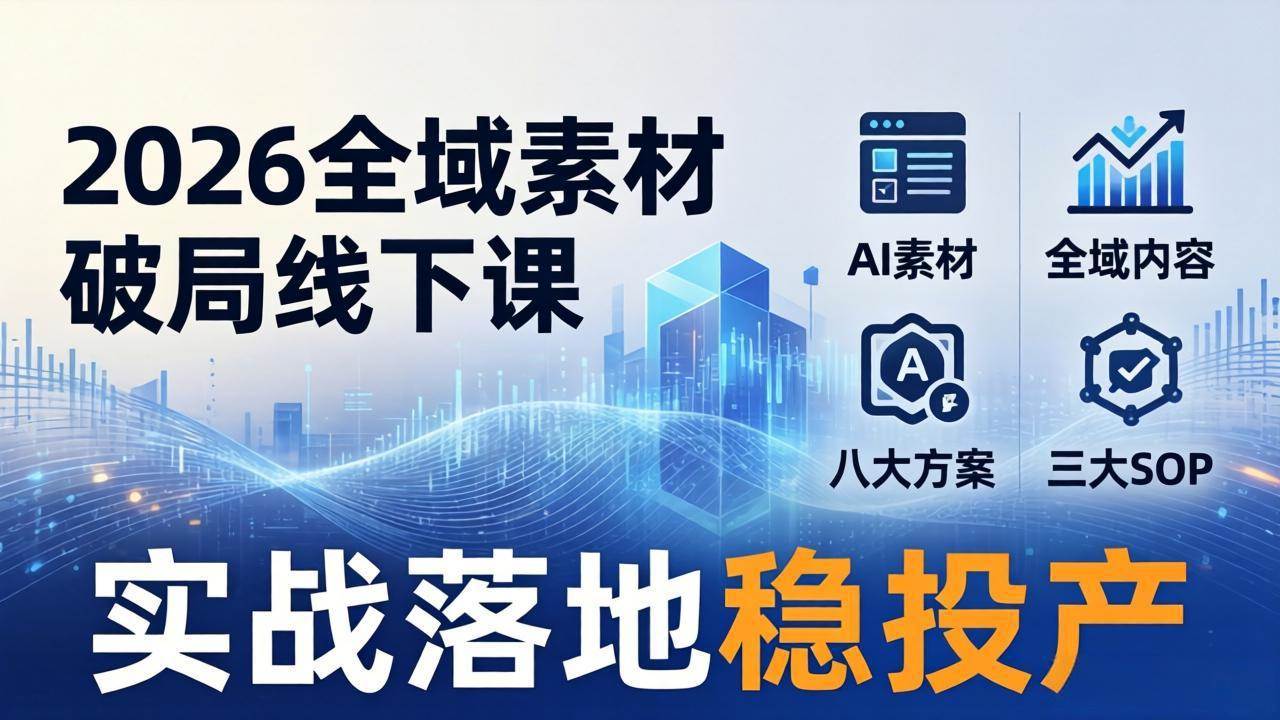 2026年全域素材破局线下课：AI+全域内容+8大方案+3大SOP，实战落地稳赚不赔-安索博客网