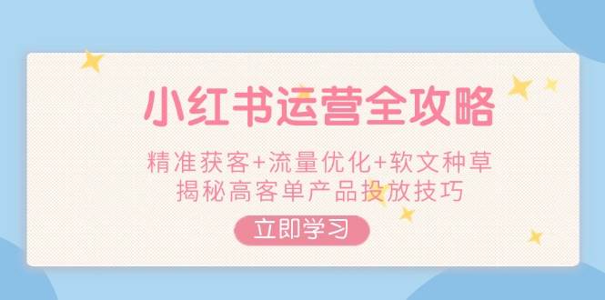 小红书运营全攻略：精准获客+流量优化+软文种草，高客单产品投放技巧揭秘-安索博客网