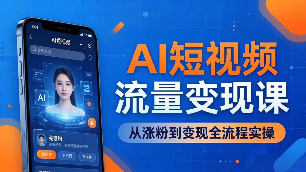 （17939期）AI短视频流量变现课：一部手机就能搞定数字人克隆+爆款视频，从涨粉到赚钱的全流程实操-安索博客网