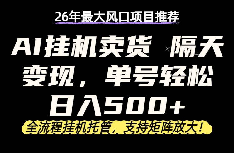 26年AI自动卖货黑科技，挂机躺赚，第二天见收益，一个号日赚500+-安索博客网