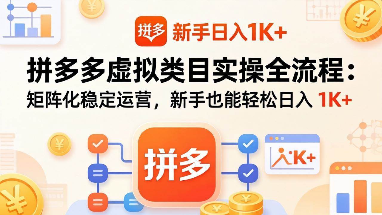 （17927期）拼多多虚拟类目实操全流程：矩阵化稳定运营，新手也能轻松日入 1K+-安索博客网