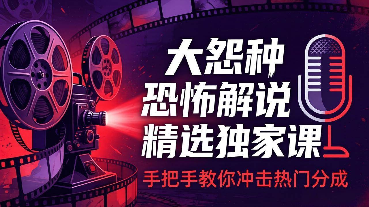（17920期）大怨种恐怖解说精选独家课：教你怎么下电影、写文案、配音、做封面，手把手带你冲热门分成-安索博客网
