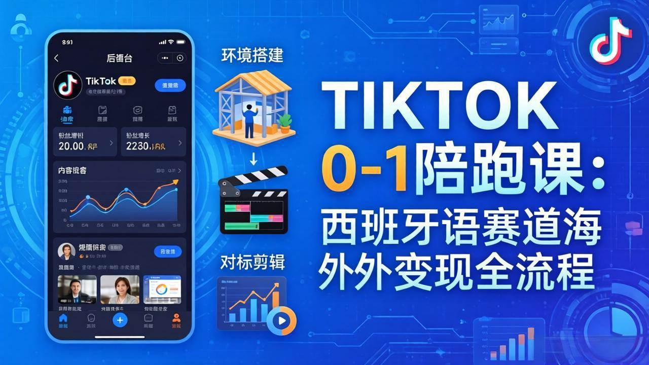 TikTok 0-1 陪跑课：手把手带你玩转西班牙语赛道，轻松赚美金-安索博客网