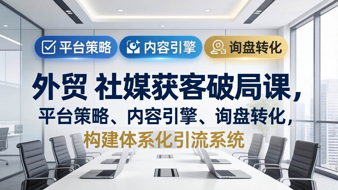 外贸社媒获客破局课：轻松搞定平台策略、内容创作和询盘转化，打造你的引流系统（更新至26年3月）-安索博客网
