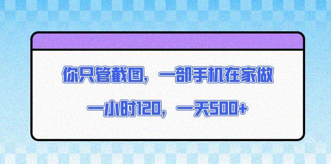 （13785期）你只要截图，一部手机在家干，一小时120，一天500+-安索博客网