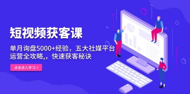 短视频获客课：一个月拿到5000+询盘的秘诀，五大社媒平台全攻略，快速搞定客户-安索博客网