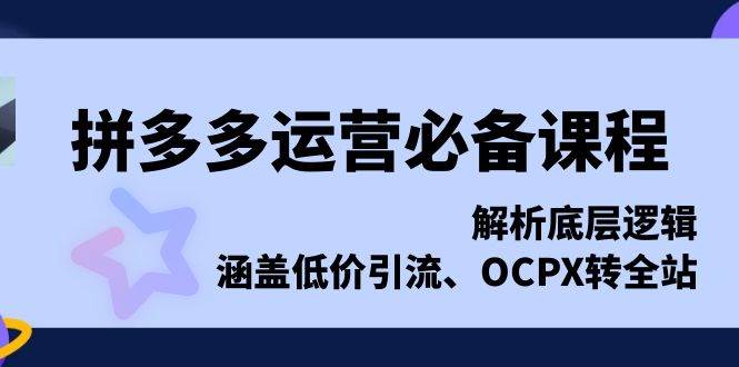 （13700期）拼多多运营必学课，搞懂底层逻辑，低价引流、OCPX转全站全都有-安索博客网