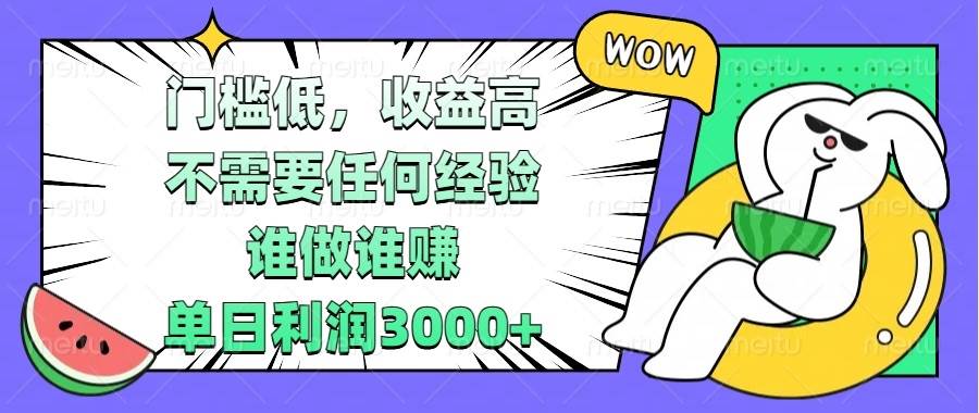 （13651期）门槛超低，赚得挺多，零经验也能搞，一天挣3000+-安索博客网