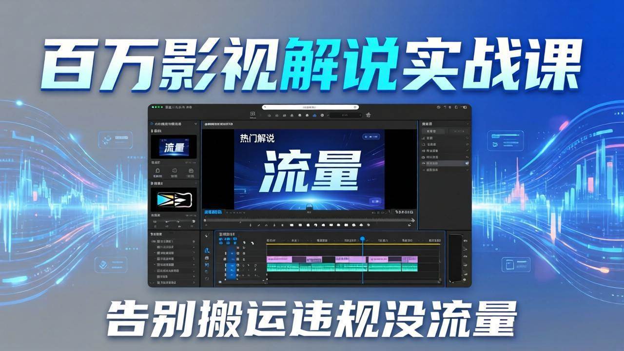 百万影视解说实战课：搞定搬运、违规、没流量，用AI文案+配音+剪映，做出能上热门的解说视频-安索博客网