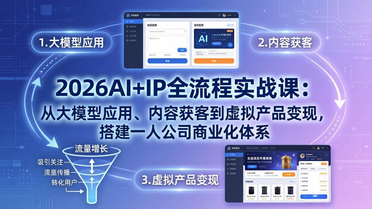 2026 AI+IP实战课：普通人如何用AI搭一人公司，从内容获客到虚拟产品变现-安索博客网