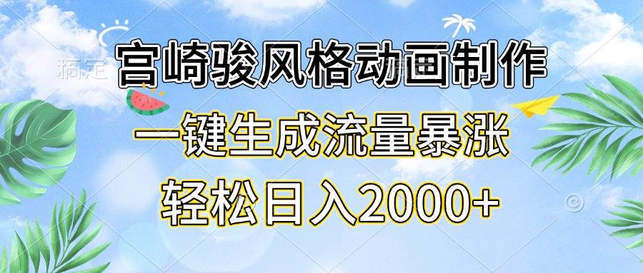 宫崎骏风动画，一键搞定！流量爆棚，日赚2000+不是梦-安索博客网