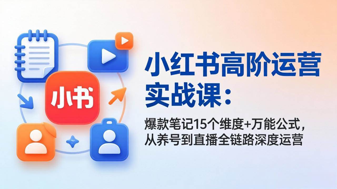小红书高阶运营实战课：手把手教你打造爆款笔记，从养号到直播一条龙搞定-安索博客网