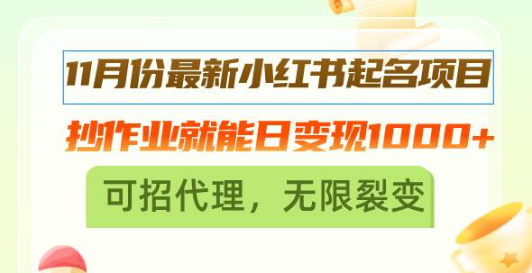 11月小红书起名新玩法：照着抄就能日赚1000+，还能招代理，裂变起来-安索博客网