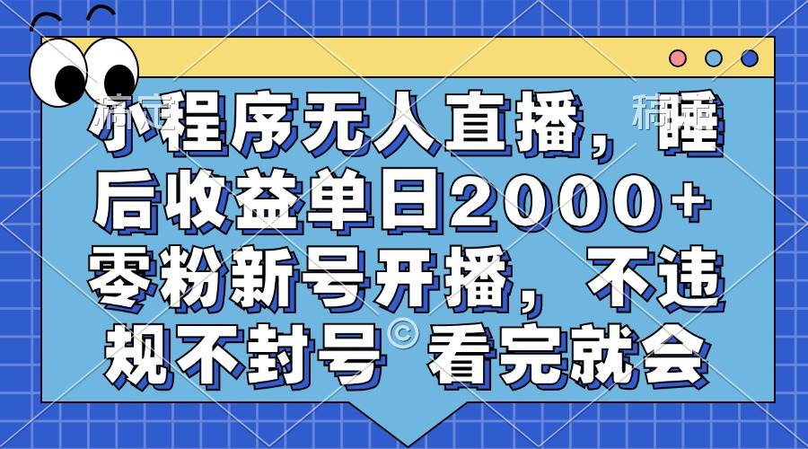 （13251期）搞个小程序无人直播，睡觉都能赚，一天2000+ 零粉新号直接播，不违规不封号，看完就上手-安索博客网