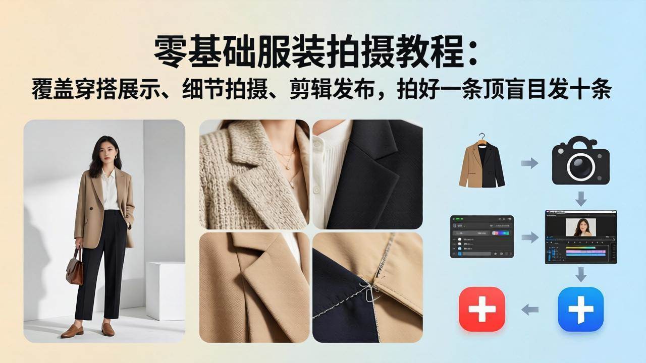 （17829期）零基础学服装拍摄：穿搭展示、细节拍摄、剪辑发布全搞定，拍好一条比瞎发十条强-安索博客网