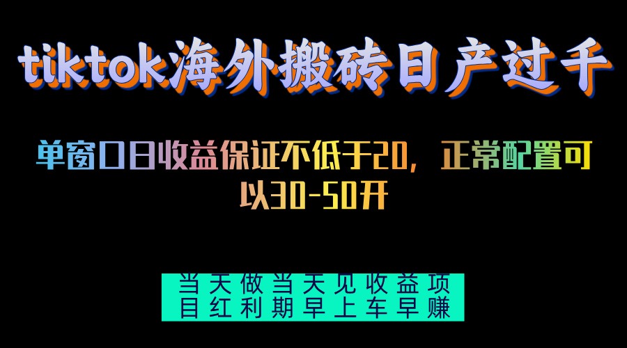 （13079期）TikTok海外搬砖项目：一台设备一天赚1000+，当天干当天见钱-安索博客网