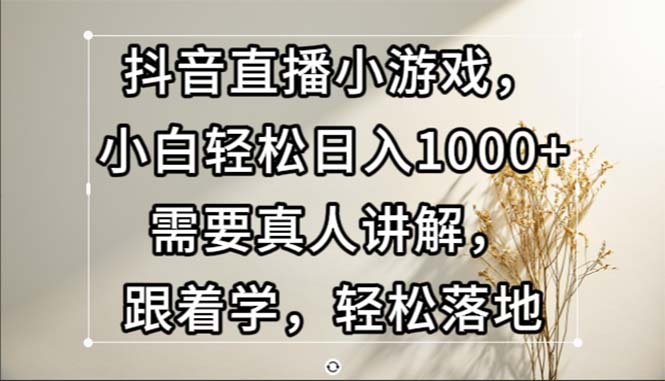抖音直播小游戏，小白也能轻松日入1000+，真人带教，上手超简单-安索博客网