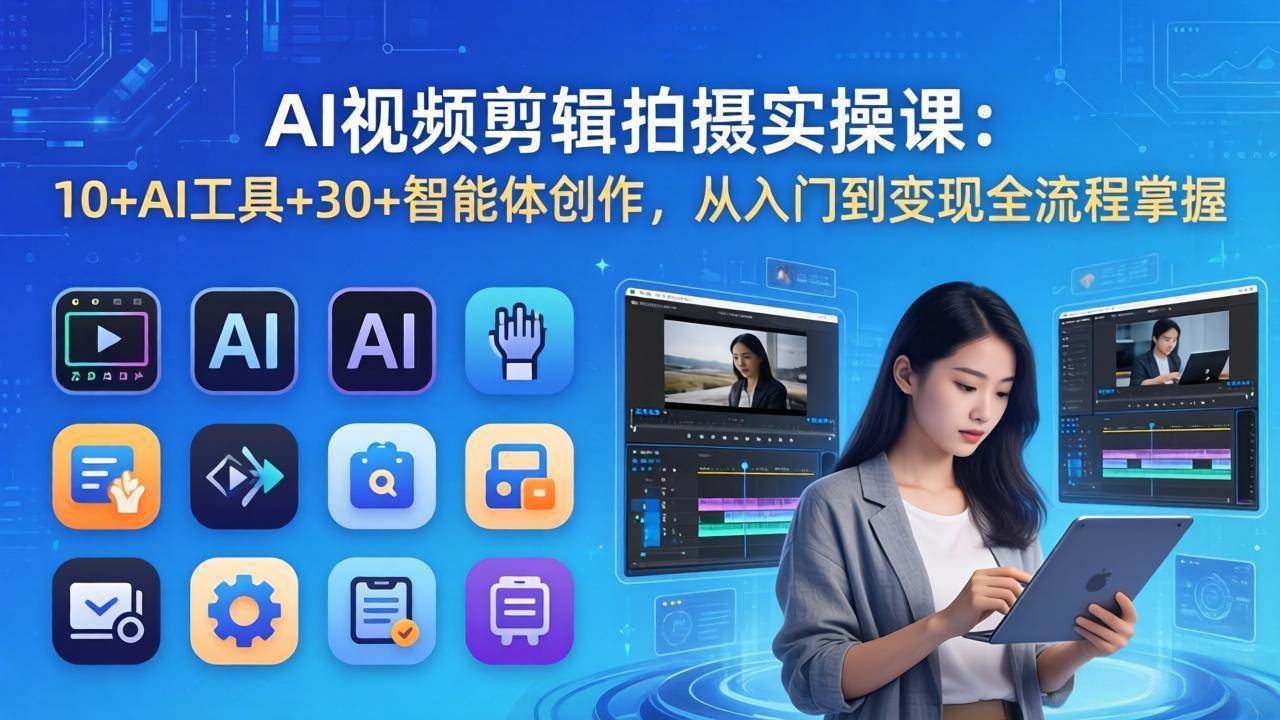 17818期 | AI视频剪辑拍摄实操课：10+AI工具+30+智能体创作，从入门到变现全流程掌握-安索博客网