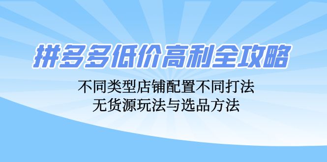 拼多多低价高利全攻略：不同店铺怎么玩，无货源选品全搞定-安索博客网