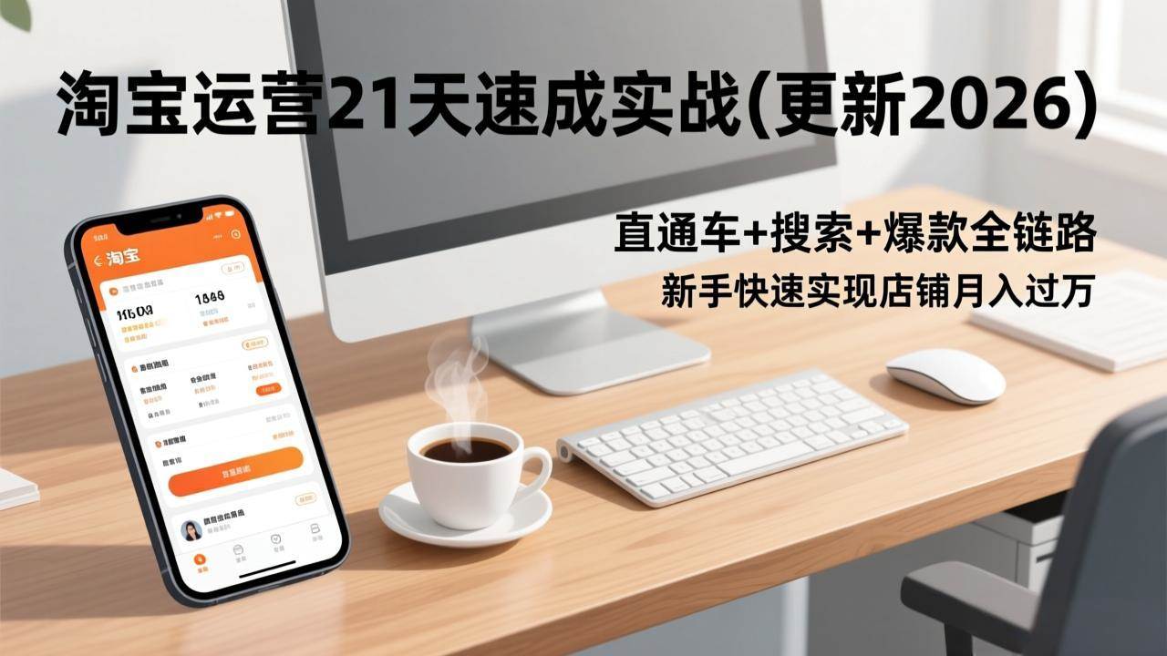 淘宝运营21天速成实战（3月更新版），直通车+搜索+爆款全链路，新手也能让店铺月入过万-安索博客网