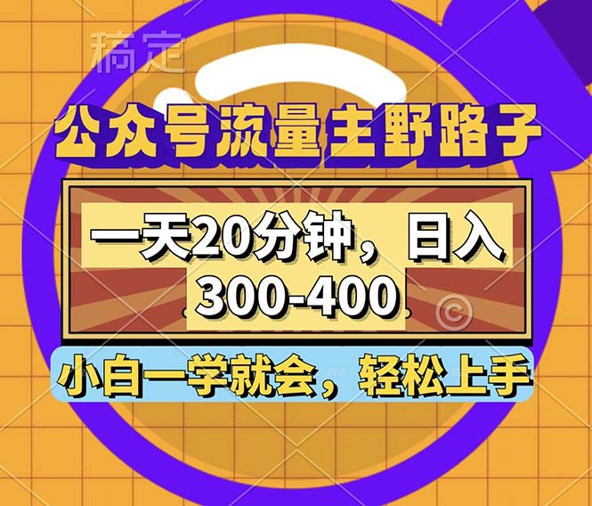 公众号流量主野路子玩法：每天20分钟，轻松日入300~400，小白也能秒上手-安索博客网