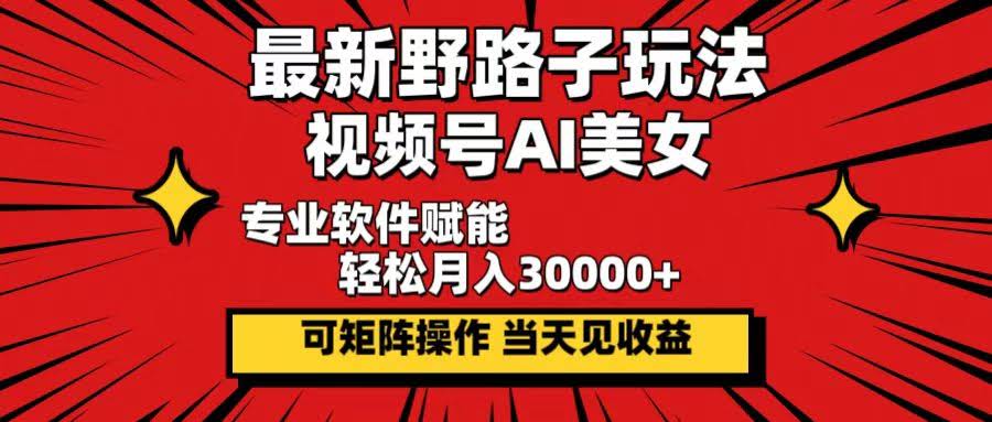 最新野路子玩法：视频号AI美女，当天见收益，轻松月入30000+-安索博客网