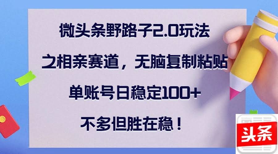 微头条相亲赛道2.0玩法，轻松日入100+-安索博客网