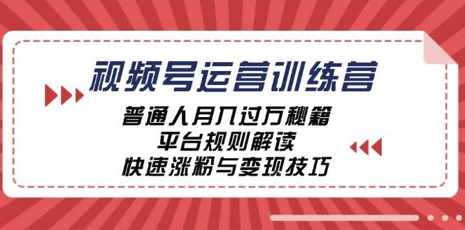 视频号运营训练营：普通人也能月入过万！规则解读、快速涨粉、变现全攻略-安索博客网