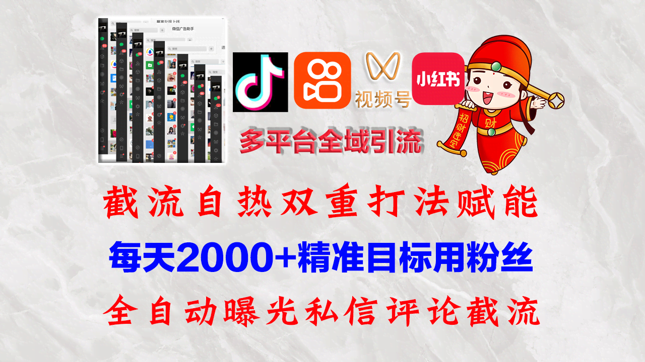 快手、抖音、小红书、视频号全自动引流：精准全域获客玩法-安索博客网