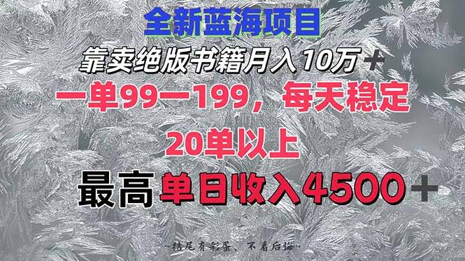 （12512期）卖绝版书，月入10万+？一单赚99到199，一天能接20多单，最高日入4500-安索博客网