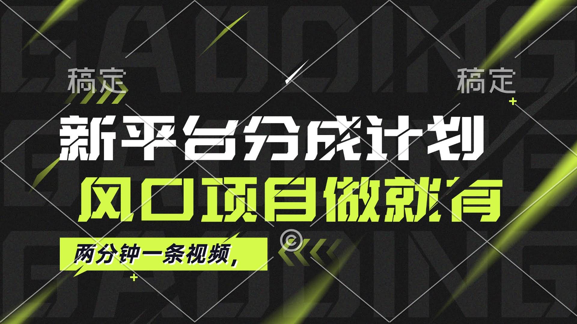 最新平台分成计划，风口项目，一个号月入过万不是梦-安索博客网