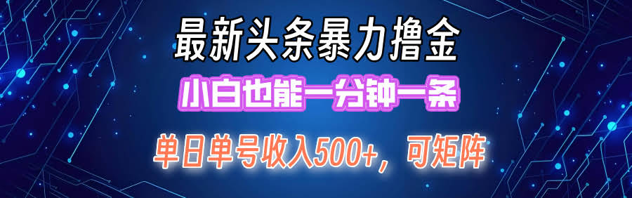 最新头条掘金玩法，日赚500+，矩阵操作日入2000+，小白也能轻松搞定！-安索博客网