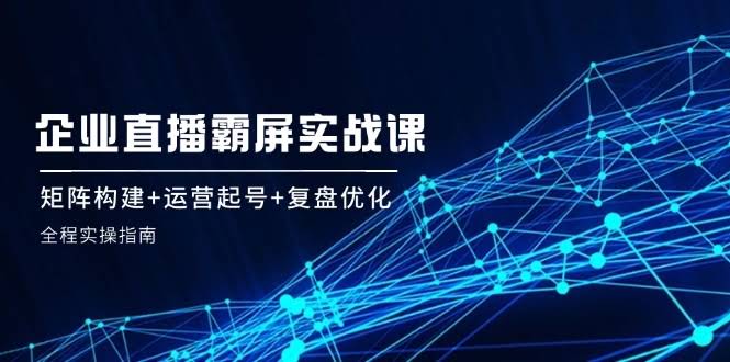 （12338期）企业直播霸屏实战课：矩阵搭建+运营起号+复盘优化，全程实操指南-安索博客网