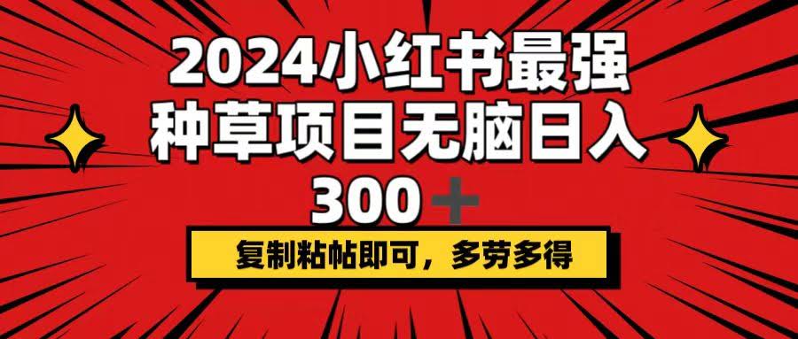 （12336期）2024小红书最强种草项目，动动手指就能日赚300+，复制粘贴就完事，多劳多得-安索博客网