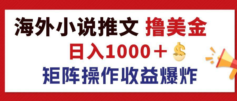 （12333期）最新海外小说推文项目：赚美金，日入1000+，蓝海市场，矩阵操作收益翻倍-安索博客网
