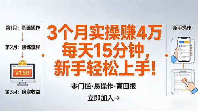 我亲自试了三个月，每天就花15分钟，赚了4万块，小白也能行！-安索博客网
