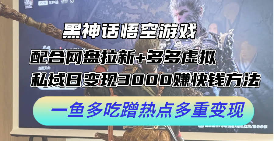 （12316期）黑神话悟空+网盘拉新+多多虚拟+私域，日赚3000+的搞钱路子-安索博客网
