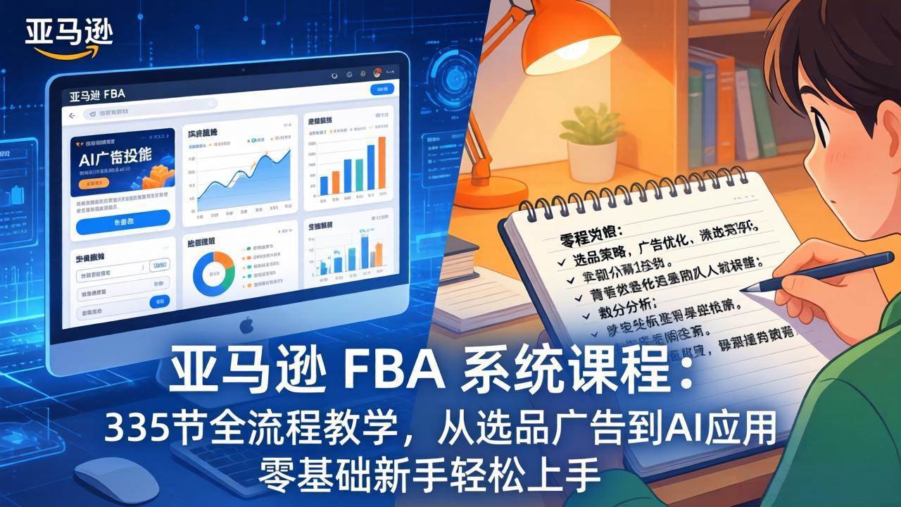 亚马逊FBA系统课（更新到26年3月）335节全流程教学，从选品广告到AI应用，零基础新手也能轻松上手-安索博客网