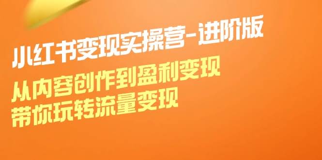 小红书变现实操营（进阶版）：从做内容到赚到钱，手把手带你玩转流量-安索博客网