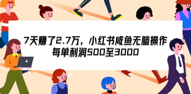 才7天就赚了2.7万！小红书+闲鱼简单操作，一单净赚500到3000-安索博客网