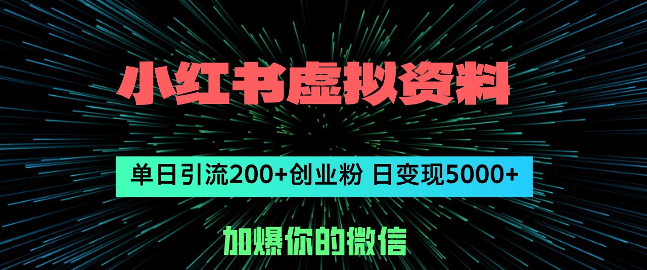 （12164期）小红书虚拟资料引流创业粉，日引200+，单日变现5000+-安索博客网