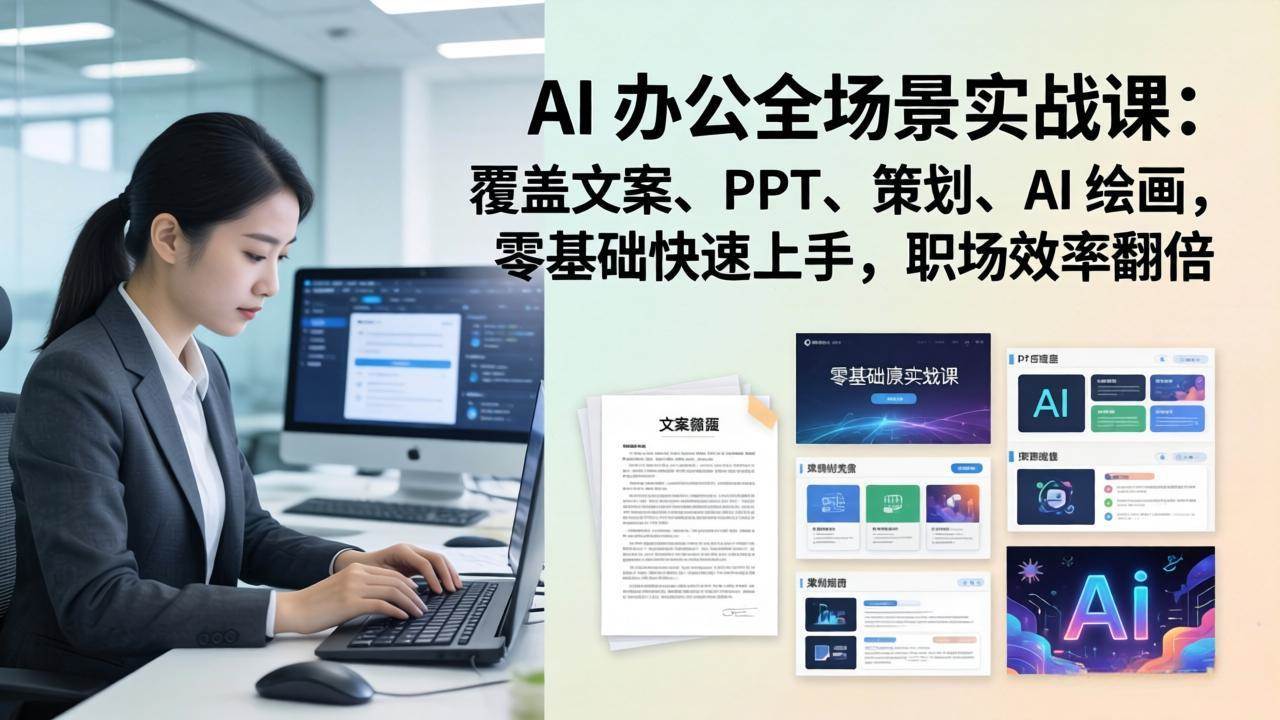 （17732期）AI办公全场景实战课：文案、PPT、策划、AI绘画全搞定，零基础也能上手，职场效率直接翻倍-安索博客网