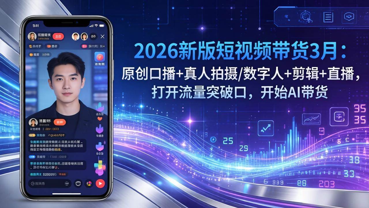2026新版短视频带货3月：真人出镜+AI数字人+剪辑+直播，轻松打开流量大门，玩转AI带货-安索博客网