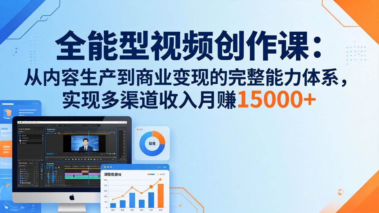 全能型视频创作课（26年3月更新版）：从0到月入1.5万，一套搞定内容制作和赚钱-安索博客网