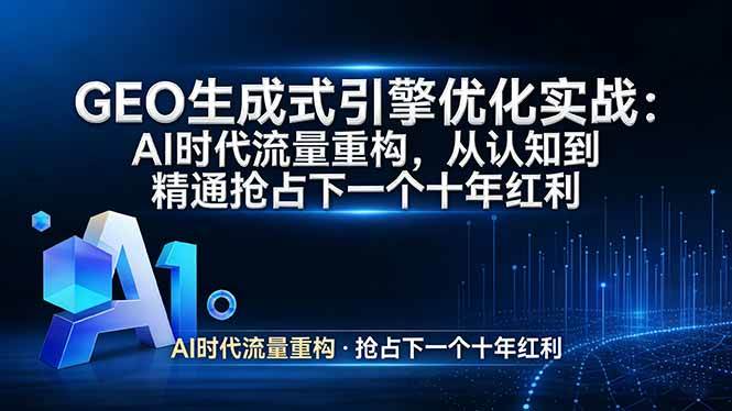 （17708期）GEO 生成式引擎优化实战：AI时代流量洗牌，从搞懂到玩赚，抢跑下一个十年-安索博客网