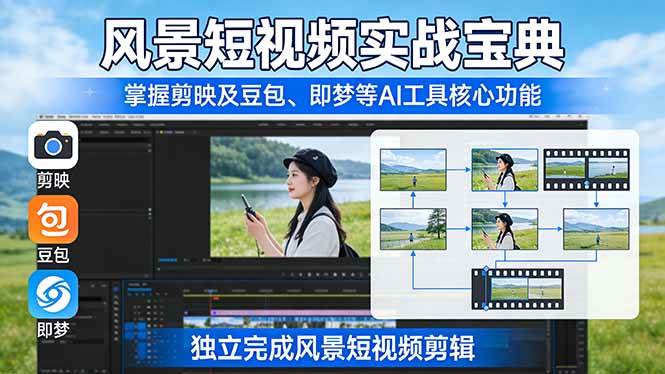 风景短视频实战宝典：手把手教你用剪映和AI工具剪出爆款视频-安索博客网