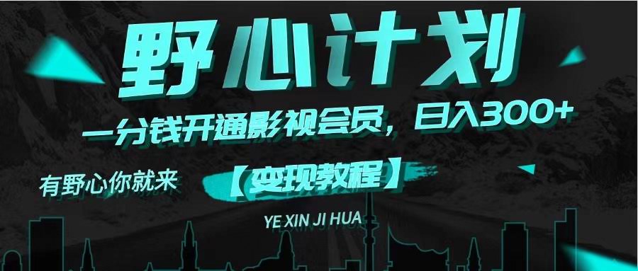 《野心计划》一块钱卖影视会员，每天轻松赚300块-安索博客网